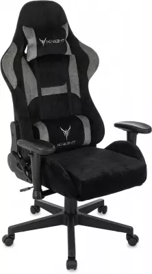 Кресло игровое Knight Flame черный/серый крестов. пластик