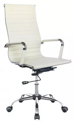 Кресло руководителя Бюрократ CH-883 слоновая кость экокожа крестов. металл хром