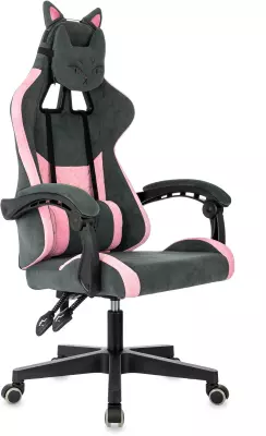 Кресло игровое Knight Kitty Fabric серый/розовый крестов. пластик