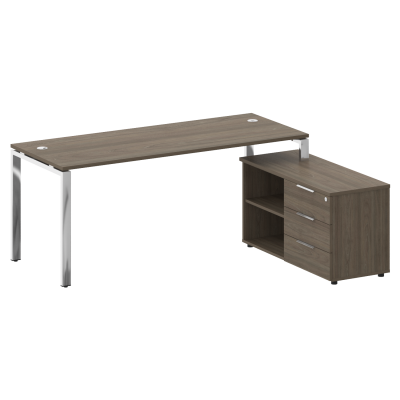 Metal System Direct Стол руковод. с тумбой БГ.СРТ-5.7 (R) Вяз Благородный/Нержавеющая Сталь 1900*152