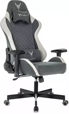 Кресло игровое Knight Regal Fabric серый/светло-серый искусственная замша крестов. металл