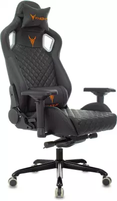 Кресло игровое Knight TITAN черный ромбик экокожа с подголов. крестов. металл