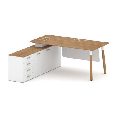 Fresco Стол руководителя FR.SR-18 (L) Дуб Светлый/Белый Бриллиант/Металл Белый/Нерж. Сталь 1800*1798