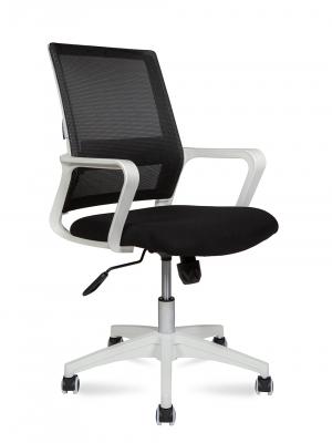 Кресло офисное / Бит LB / белый пластик / черная сетка / черная ткань
