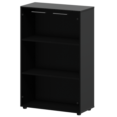 Шкаф средний со стеклом Кортез СМШ38S Графит (792x380x1190)