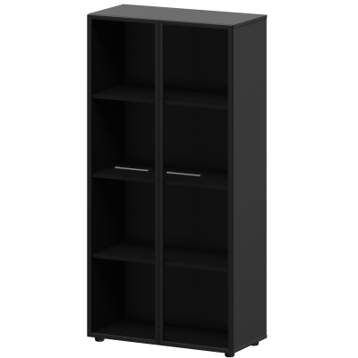 Шкаф высокий со стеклом в ал. рамке Кортез СМШ48RS Графит (792x380x1595)