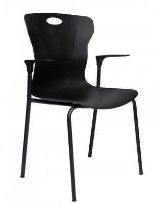 Стул / Seven black / черный пластик / черная база с подлокотниками