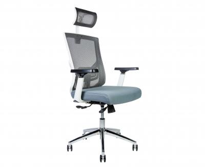 Кресло офисное / Гарда LB  / белый пластик / серая сетка / серая сидушка/ черная база 70D