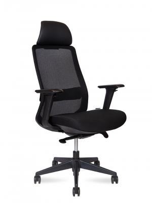 Кресло офисное / Como black / черный пластик / черная сетка / черная ткань