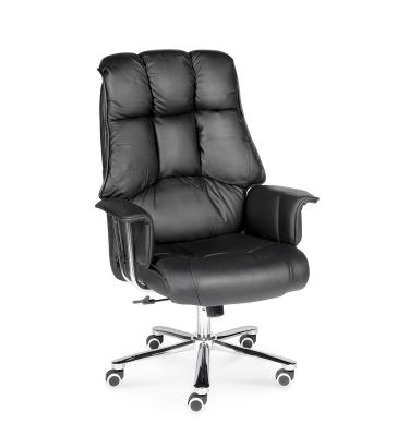 Кресло офисное / Президент / сталь + хром / черная  кожа