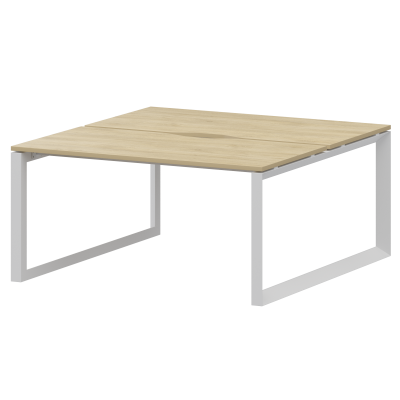 Бенч двойной на 2 рабочих места на металлокаркасе Аргентум-МП НТМП.О.Б2-140 Баттл Рок/Белый (1400x1496x750)