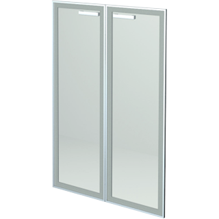 Двери средние стеклянные в алюминиевой раме Аргентум НТ-601.2.СР.Ф Сатинат (390x40x1180)