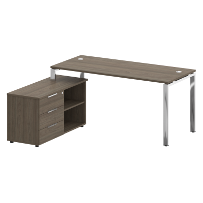 Metal System Direct Стол руковод. с тумбой БГ.СРТ-4.7 (L) Вяз Благородный/Нержавеющая Сталь 1700*152