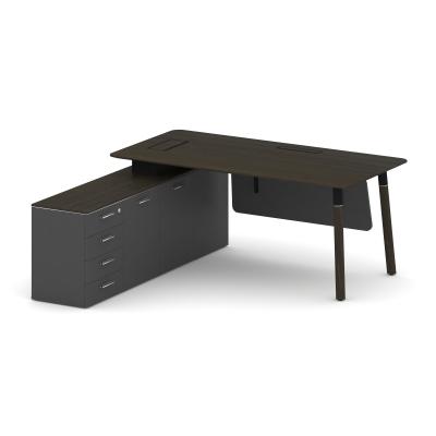 Fresco Стол руководителя FR.SR-18 (L) Дуб Темный/Базальт/Металл Черный/Нерж. Сталь 1800*1798*750