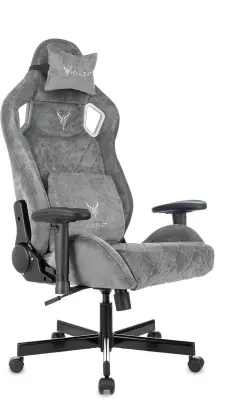 Кресло игровое Knight Outrider серый Light-19 с подголов. крестов. металл