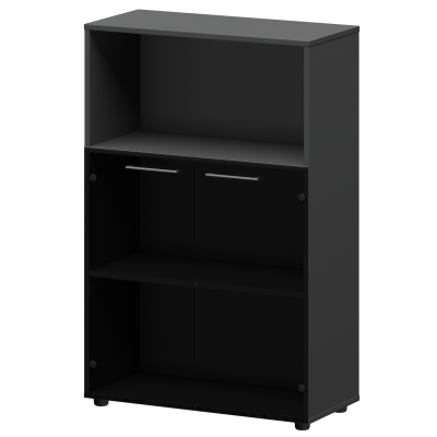 Шкаф средний с нишей со стеклом Кортез СМШ38.28S Графит (792x380x1190)