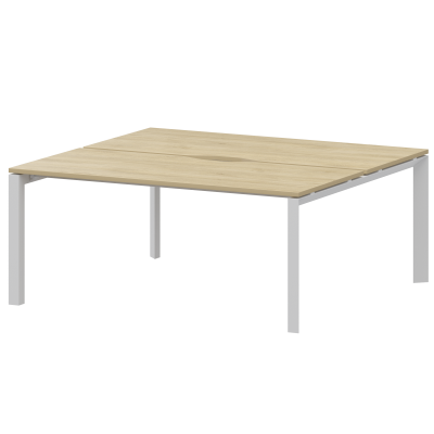 Бенч двойной на 2 рабочих места на металлокаркасе Аргентум-МП НТМП.П.Б2-160 Баттл Рок/Белый (1600x1496x750)