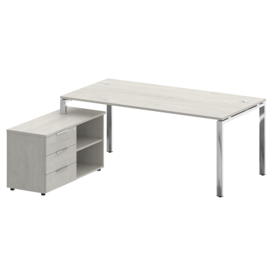 Metal System Direct Стол руковод. с тумбой БГ.СРТ-5.9 (L) Дуб Наварра/Нержавеющая Сталь 1900*1720*75