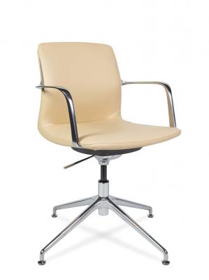 Кресло офисное / Лилль CF / бежевая экокожа/ алюминий крестовина / регулировка по высоте