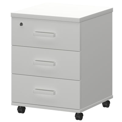 Тумба подкатная с центральным замком Смарт СМТ-3ПЦ Белый (434x450x620)