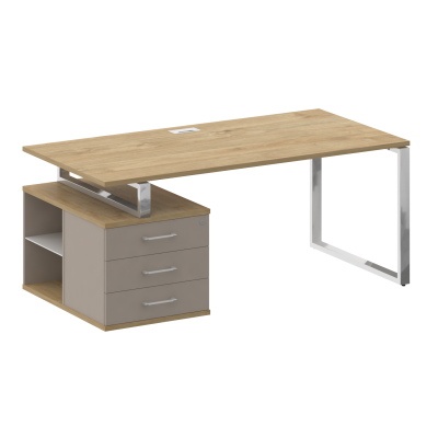 Shift Стол руководителя с опорной тумбой, левый SK.SRT-180 (L) Тиквуд Светлый/Капучино 1800*904*753