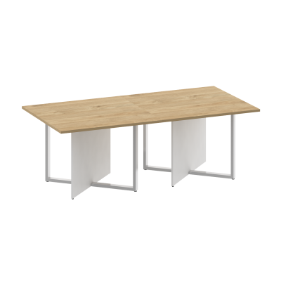 Shift Стол переговорный, двойной, прямоугольный SK.SP-KV-110-2 Тиквуд Светлый/Белый Бриллиант 2200*1