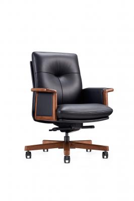 Кресло офисное / Vivaldi black LB / черная кожа / деревянная крестовина