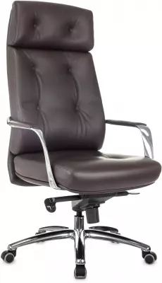 Кресло руководителя Бюрократ _DAO коричневый кожа крестов. алюминий