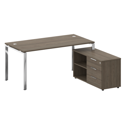 Metal System Direct Стол руковод. с тумбой БГ.СРТ-4.8 (R) Вяз Благородный/Нержавеющая Сталь 1700*162