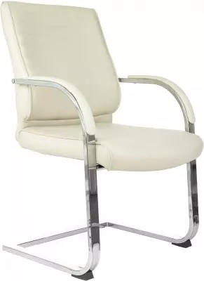 Кресло Бюрократ T-8010-LOW-V слоновая кость экокожа низк.спин. полозья металл хром