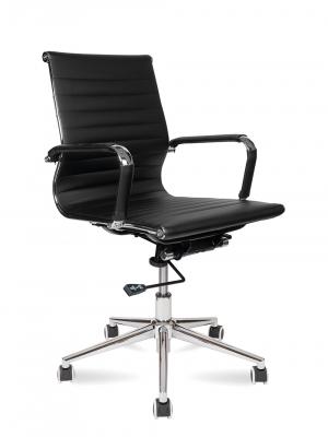 Кресло офисное / Техно LB / хром / черная экокожа