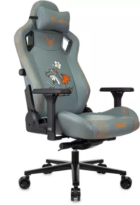 Кресло игровое Knight Craft Dragon серый экокожа крестов. металл