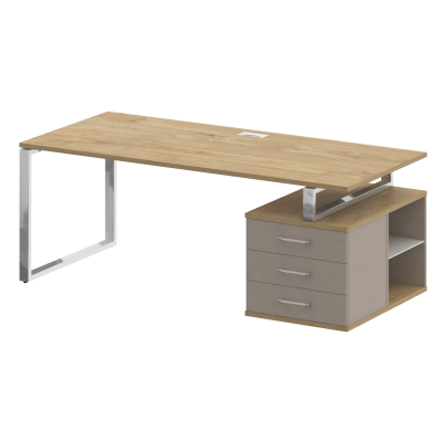 Shift Стол руководителя с опорной тумбой, правый SK.SRT-200 (R) Тиквуд Светлый/Капучино 2000*904*753