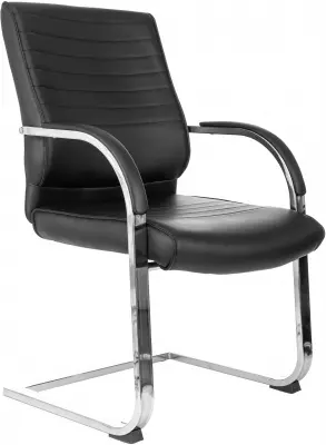 Кресло Бюрократ T-8010-Low-V черный экокожа низк.спин. полозья металл хром