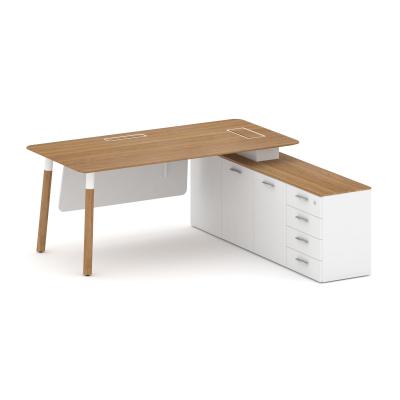 Fresco Стол руководителя FR.SR-18 (R) Дуб Светлый/Белый Бриллиант/Металл Белый/Нерж. Сталь 1800*1798