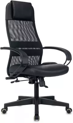 Кресло эргономичное Бюрократ CH-NOVA LUX черный сет./ткань/экокожа крестов. пластик