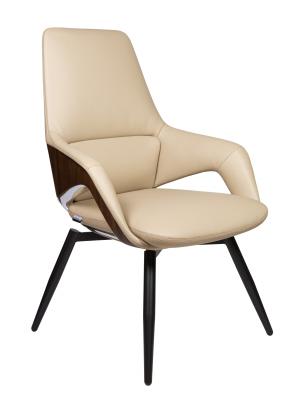 Кресло офисное / Шопен CF / бежевая кожа / алюминий крестовина