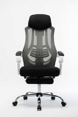 Кресло офисное / 007 NEW / (black (white plastic) белый пластик / черная ткань / черная сетка, купить в Сыктывкаре