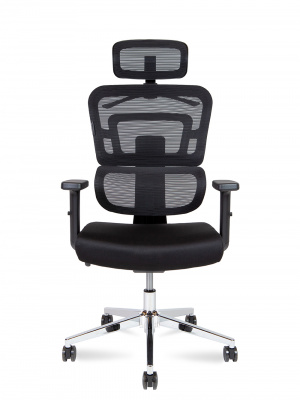 Кресло офисное / Ergo / черный пластик / черная сетка / черная ткань, купить в Сыктывкаре