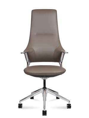Кресло офисное / Han / серая кожа /  алюминиевая крестовина, купить в Сыктывкаре