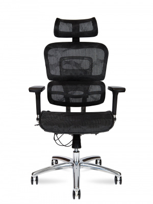 Кресло офисное / Kron aluminium black / черный пластик / черная сетка / алюминиевая база, купить в Сыктывкаре