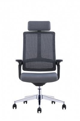 Кресло офисное / Napa aluminium / черный  пластик / серая сетка / серая ткань/ алюминий база, купить в Сыктывкаре
