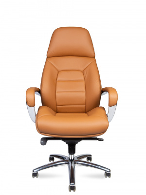Кресло офисное / Porsche / светло-коричневая кожа/ алюминий крестовина, купить в Сыктывкаре