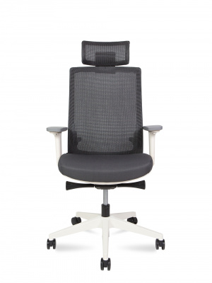 Кресло офисное / Ruby / белый пластик / серая сетка / серая ткань, купить в Сыктывкаре