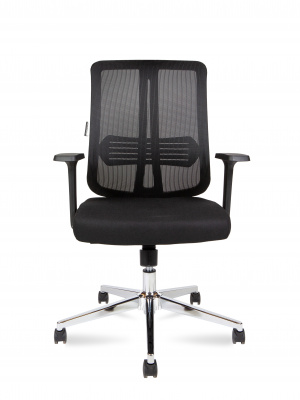 Кресло офисное / Tema Сhrome 2D LB  / база хром / черный пластик / черная сетка / черная ткань, купить в Сыктывкаре