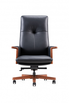 Кресло офисное / Vivaldi black / черная кожа / деревянная крестовина, купить в Сыктывкаре
