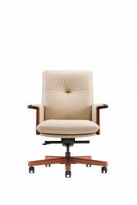 Кресло офисное / Vivaldi ivory LB / бежевая кожа / деревянная крестовина, купить в Сыктывкаре