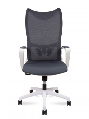 Кресло офисное / Wave white / белый пластик / серая сетка / серая ткань, купить в Сыктывкаре