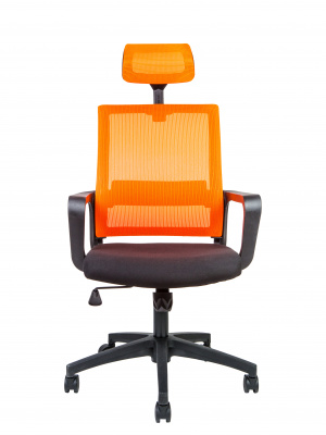 Кресло офисное / Бит / черный пластик / оранжевая сетка / черная ткань, купить в Сыктывкаре