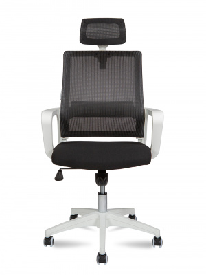 Кресло офисное / Бит / белый пластик / черная сетка / черная ткань, купить в Сыктывкаре